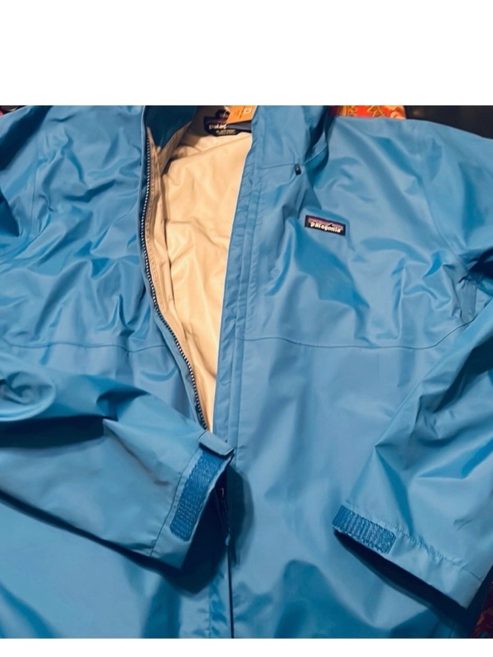 Patagonia NEW Bright Blue Men's Rain Shell with Hood size Large ☔️ - Picture 7 of 11
